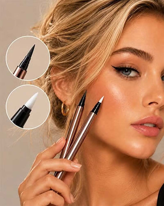 Dual-Tip Flytende Eyeliner – Skarpe Vinger, Null Smør, Hele Dagen 🖊️✨