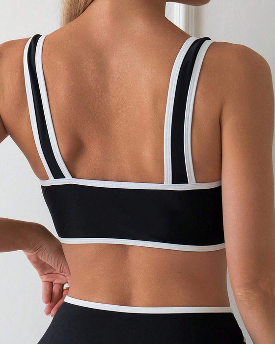 Badedrakt Todelt Stripet Fargeblokk Bikini