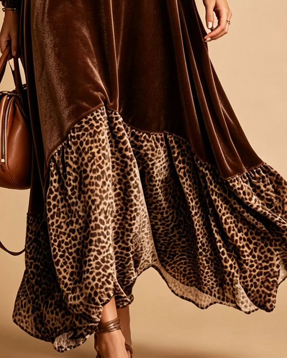Kjole Casual Patchwork Leopard