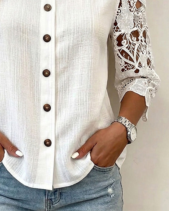 Bluse Utskåret Off-Shoulder Knapp