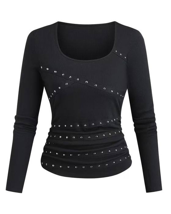 Bluse Stilig U-Hals Figursydd