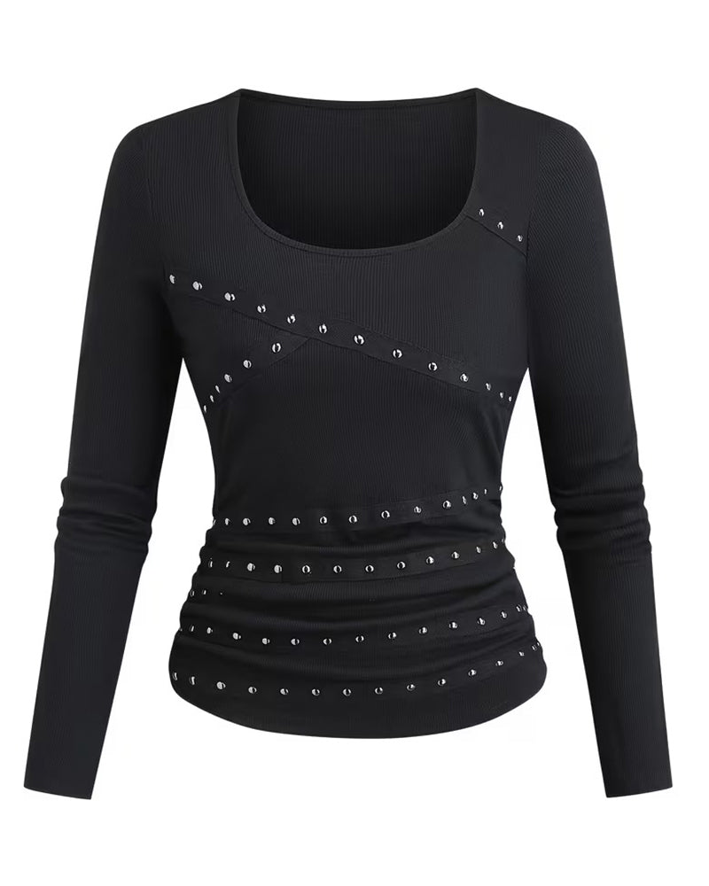 Bluse Stilig U-Hals Figursydd