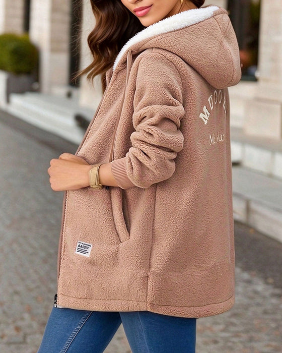 Kåpe Fleece Foret Glidelås Lomme Hetting