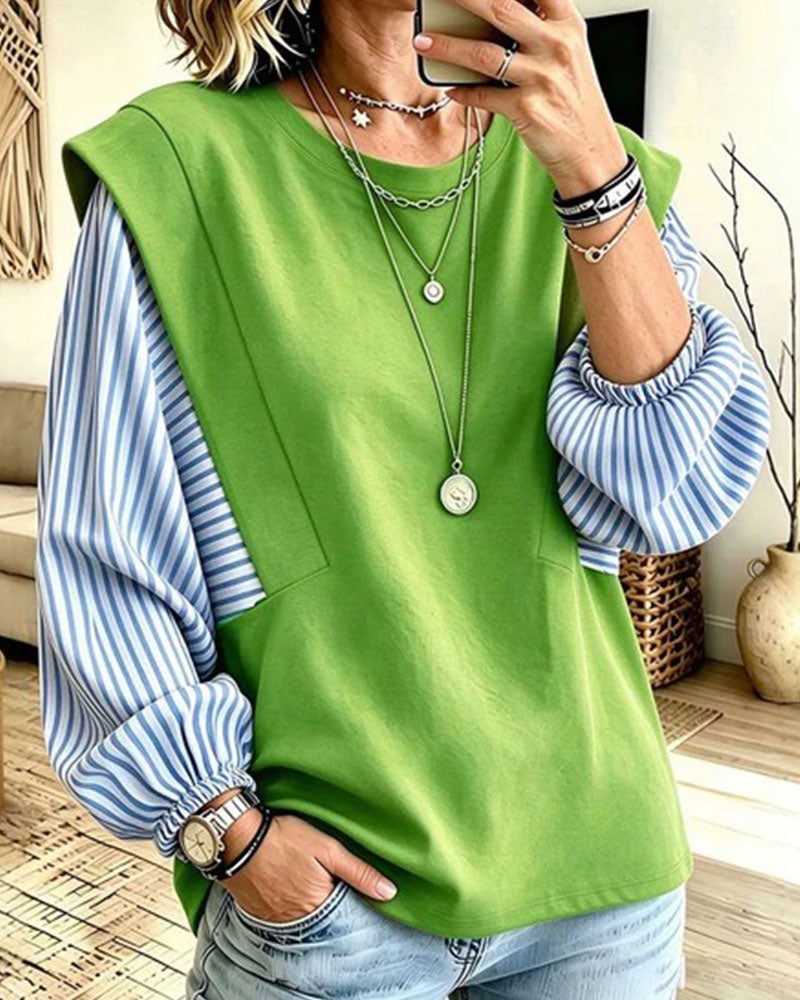 Sweatshirt Stripet Lang Erme Lappeteppe