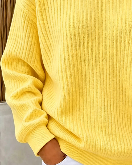 Sweatshirt Casual Solid Lang Erme