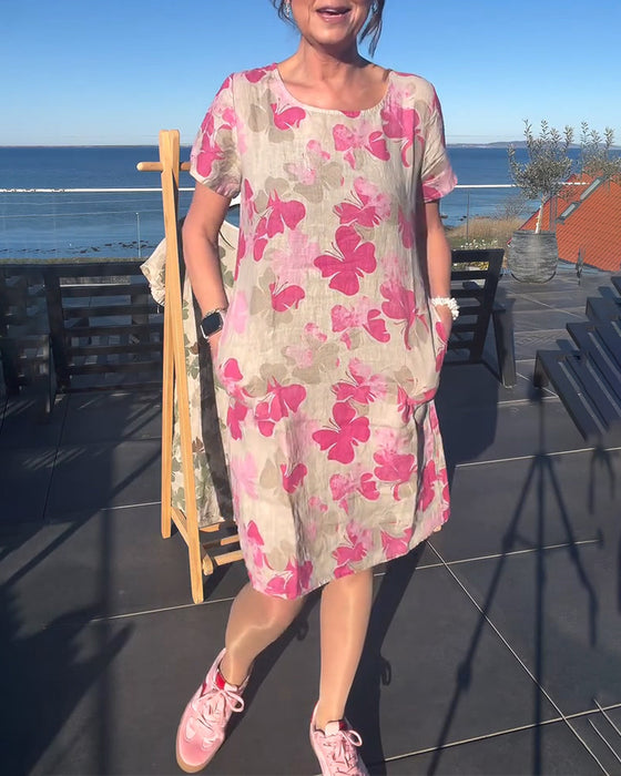 Kjole Casual Sommerfugltrykk