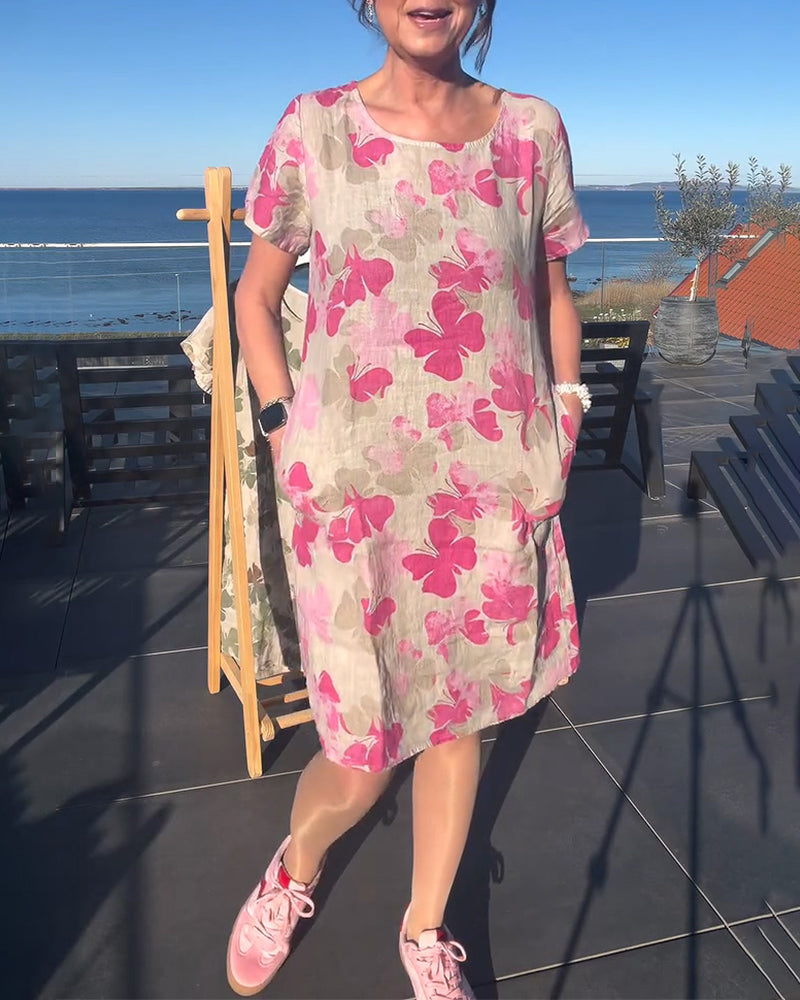 Kjole Casual Sommerfugltrykk