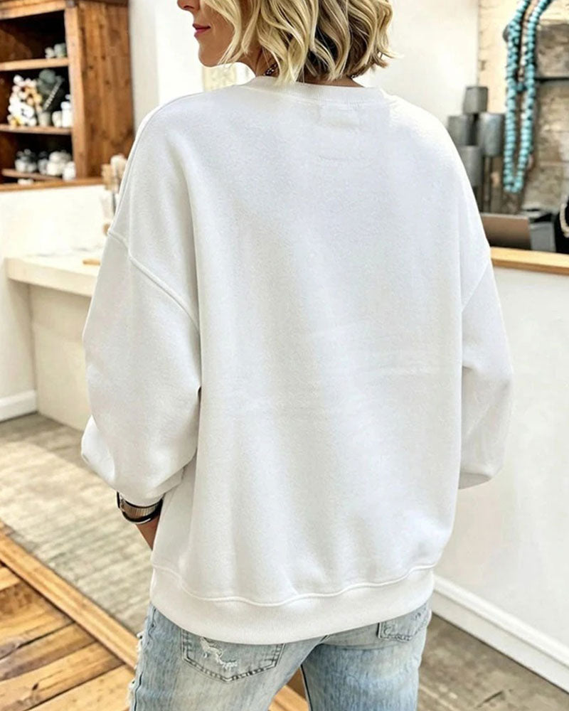 Sweatshirt Mock Lagdelt Patchwork Rund Hals