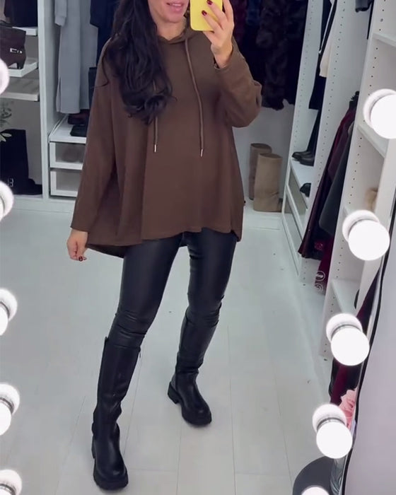 Uregelmessig Løysittende Helfarget Langermet Genser