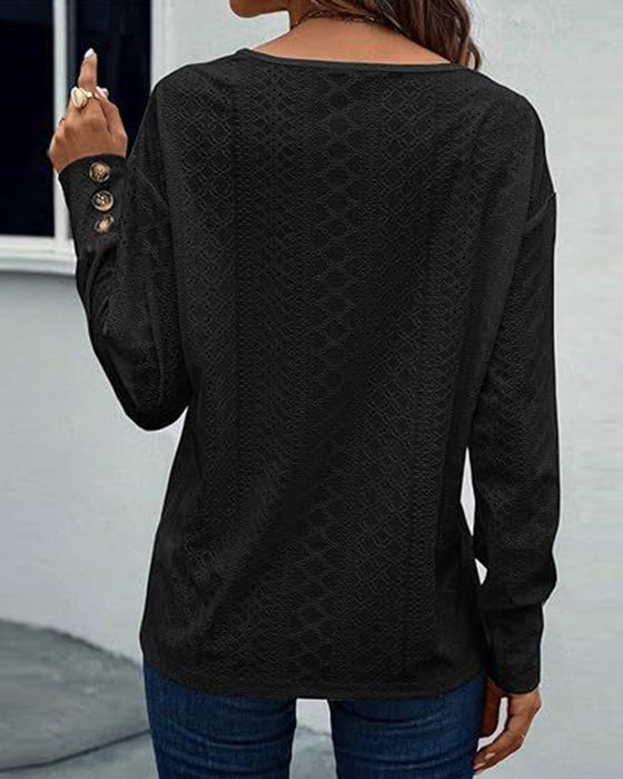 Bluse casual v-hals hul ensfarget