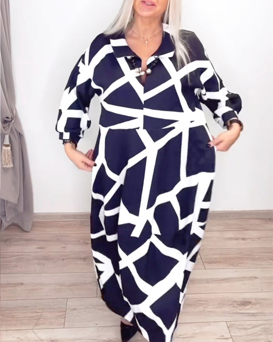 Kjole Jakkeslag Løs Geometrisk Trykk