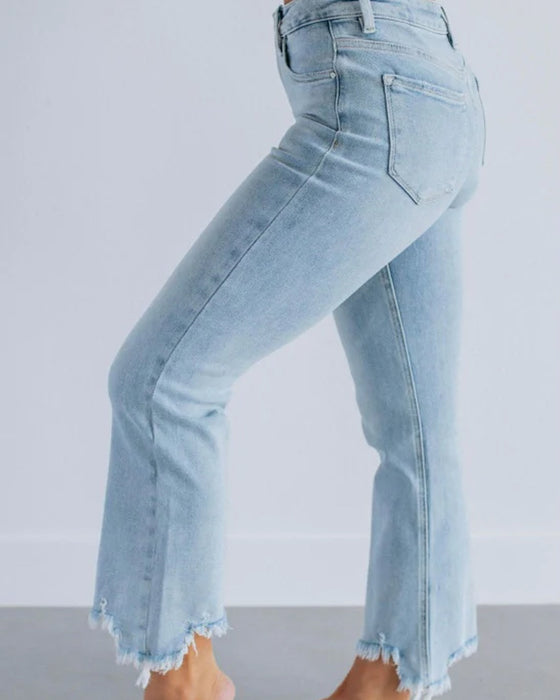 Jeans Hofteløftende Utsvingte Cropped