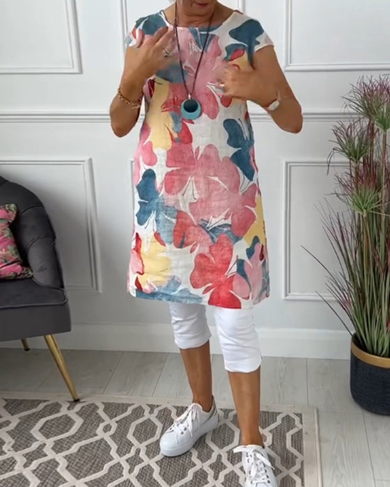 Fargerikt blomstertrykk uformelt lang topp