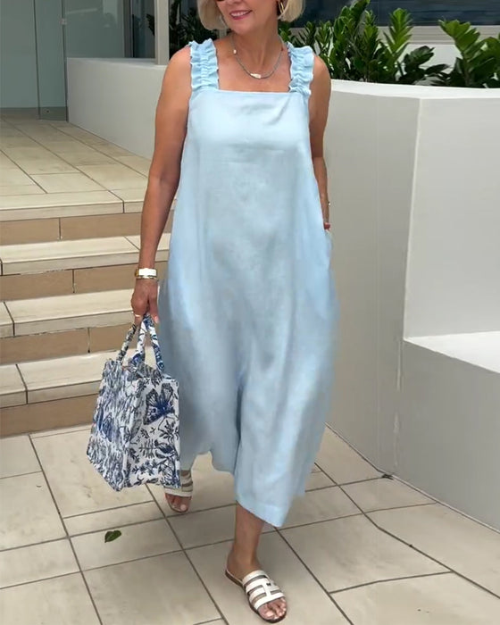 Kjole Firkantet Utringning Ermløs