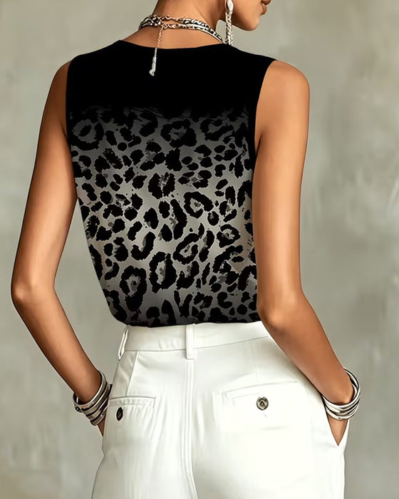 Tank Top Ombre Leopard Ermeløs