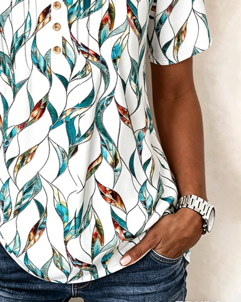 Bluse Petite V-Utringning Botanisk Trykk