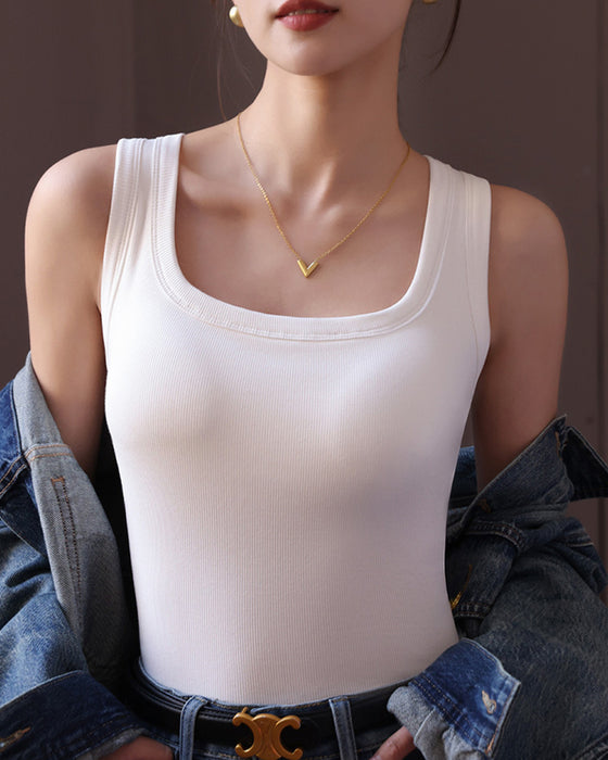 Vest I Ensfarget Med Innebygd Bh