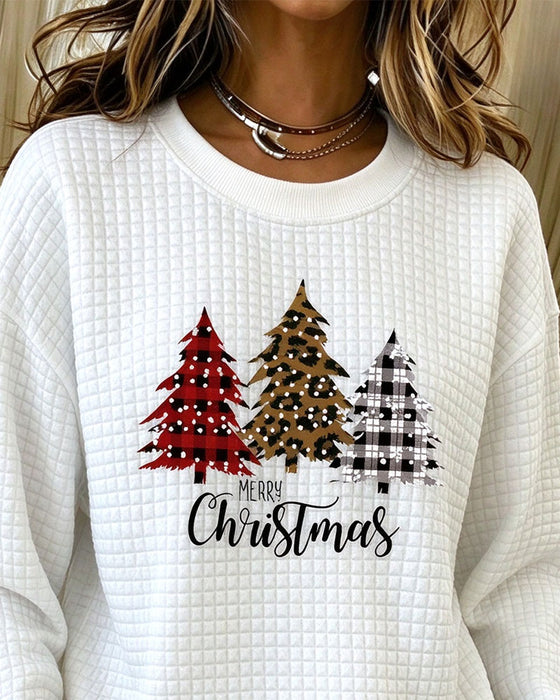 Sweatshirt Rund Hals Rutete Pullover Juletre