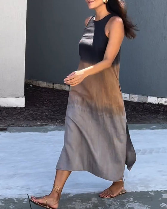 Kjole med ermeløs og gradient