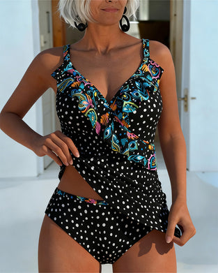 Tankini Rysje Prikket Trykk
