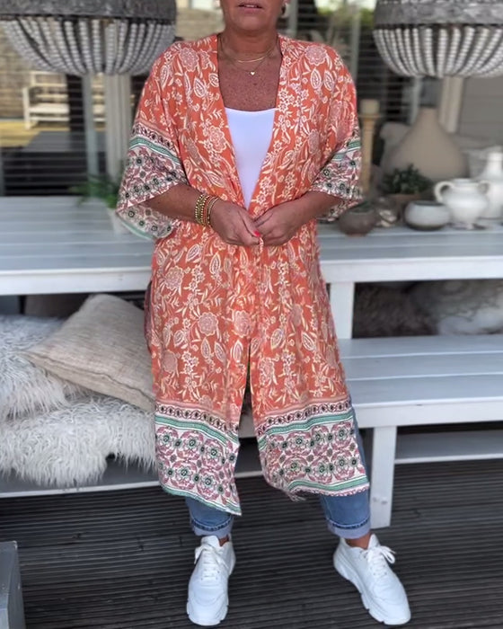 Fasjonabel feriestrandkåpe med trykk