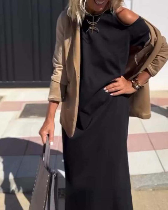 Kjole Fashion Casual Skulderfri Smal