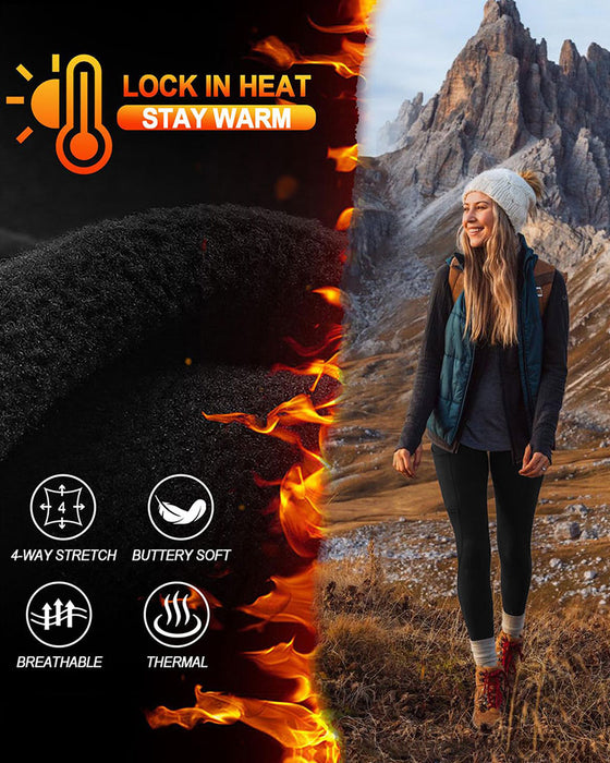 Dame Høy Midje Fleeceforet Leggings Med Lommer