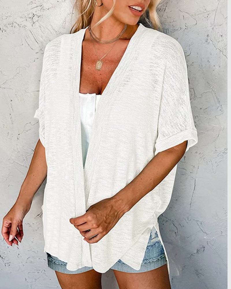 Jakke Kortsermet Avslappnet Ensfarget