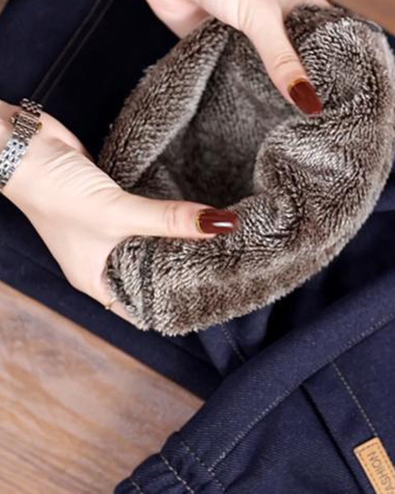 Bukser Løs Passform Høy Midje Slankende Vid Ben