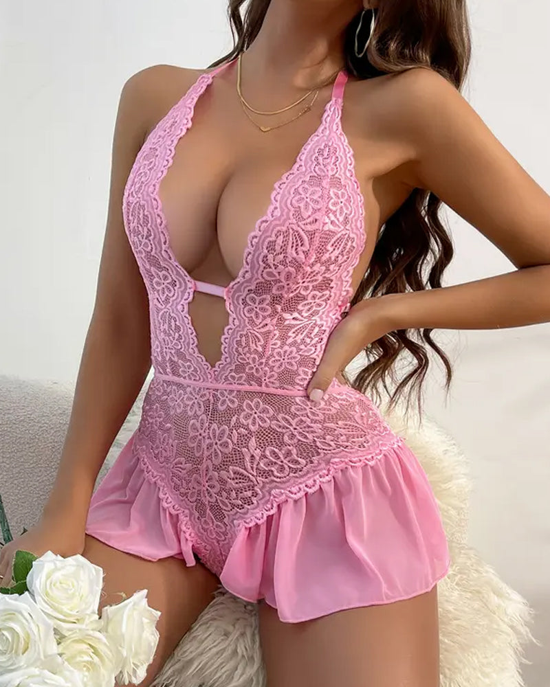 Bodysuit Knipling Blomstret Teddy Form V-hals