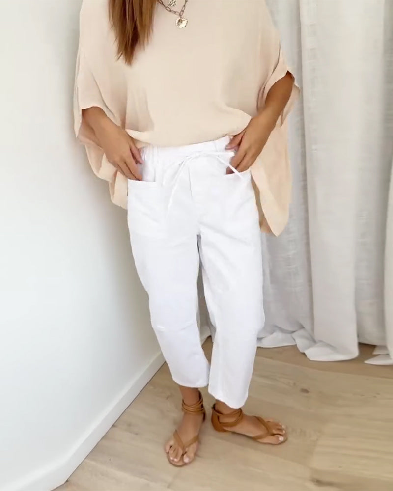 Bukser I Denim Med Lommer Og Kort Lengde