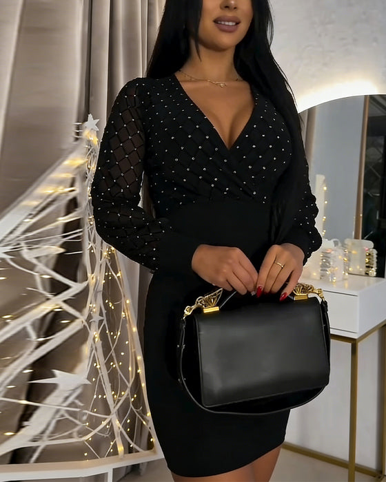 Skjørt Sensuell Dyp V-hals Nett Tettsittende