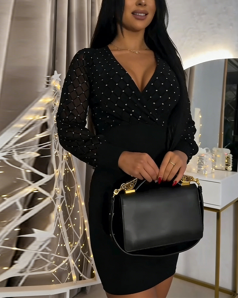 Skjørt Sensuell Dyp V-hals Nett Tettsittende