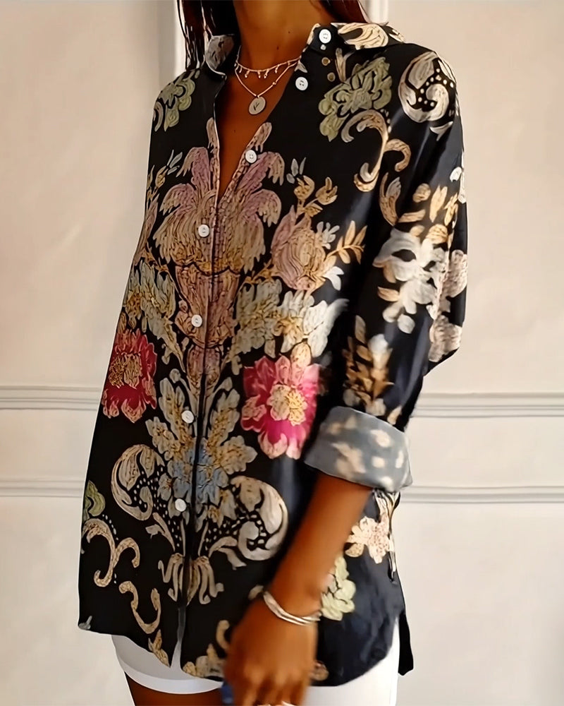 Skjorte Krage Printet Knappes