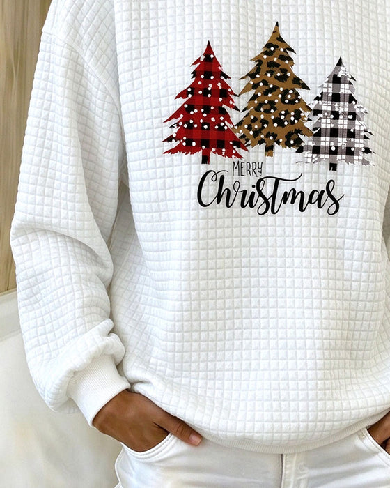 Sweatshirt Rund Hals Rutete Pullover Juletre