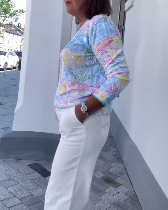 Genser V-Hals Mønstret Mote