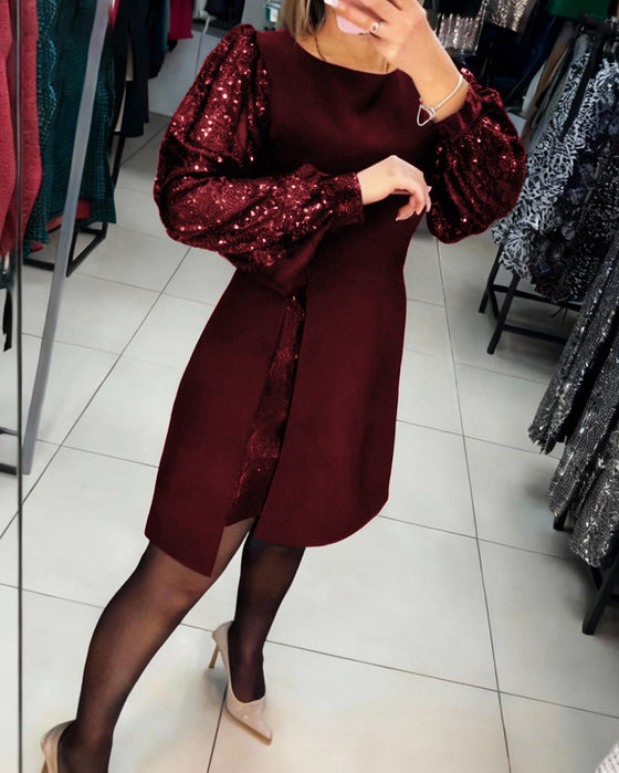 Elegant Kjole Med Puffermer Og Lappetæktsdetaljer