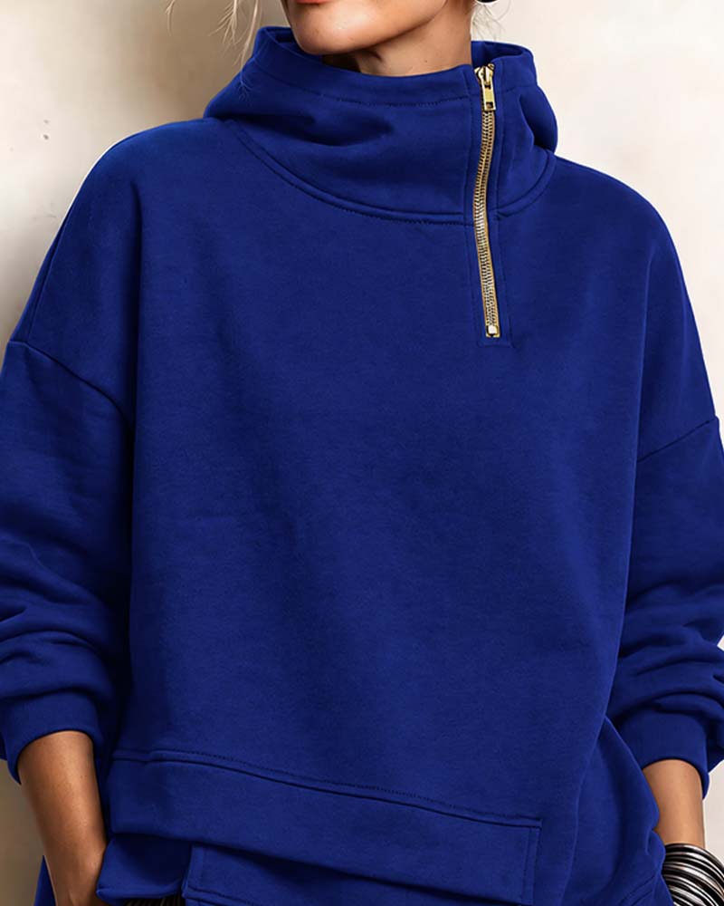 Sweatshirt Turtleneck Glidelås Uregelmessig