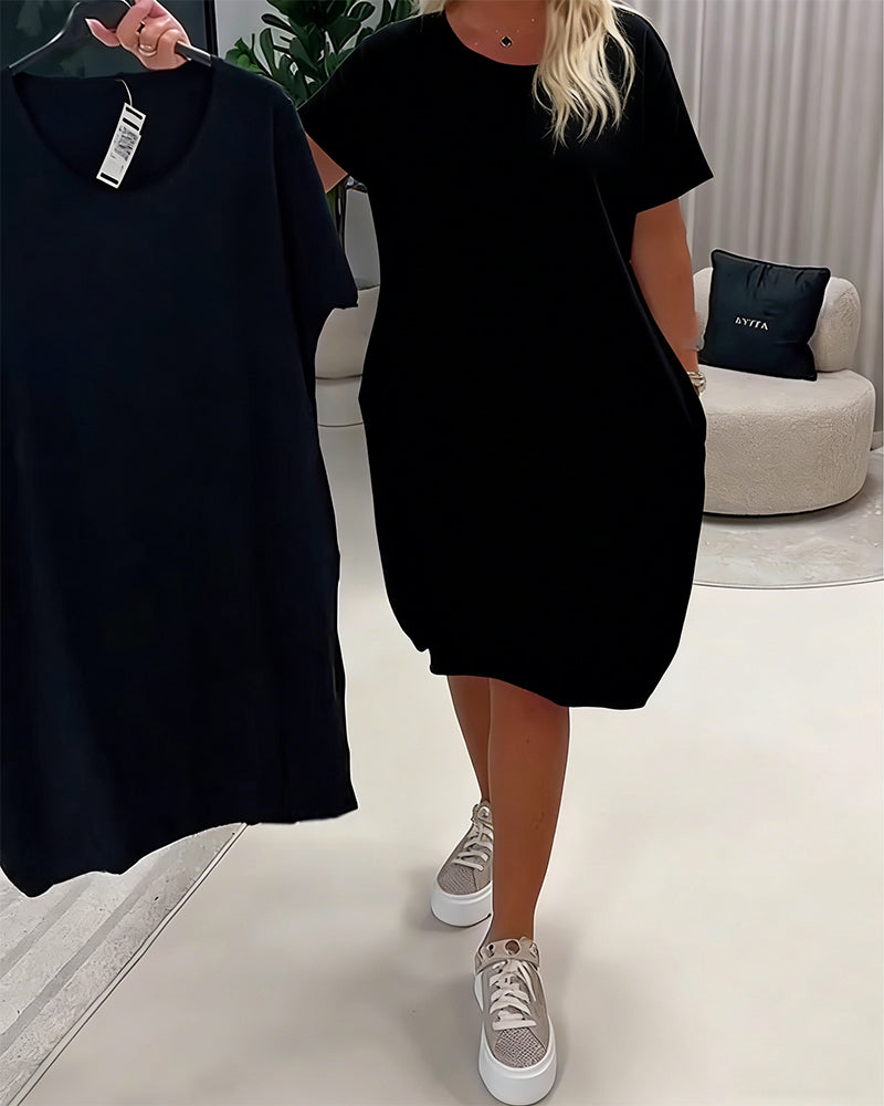 Kjole Kortærme Rund Hals Loose-Fit