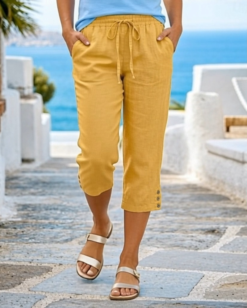 Bukser Snøring Avslappet Ensfarget Avkortet