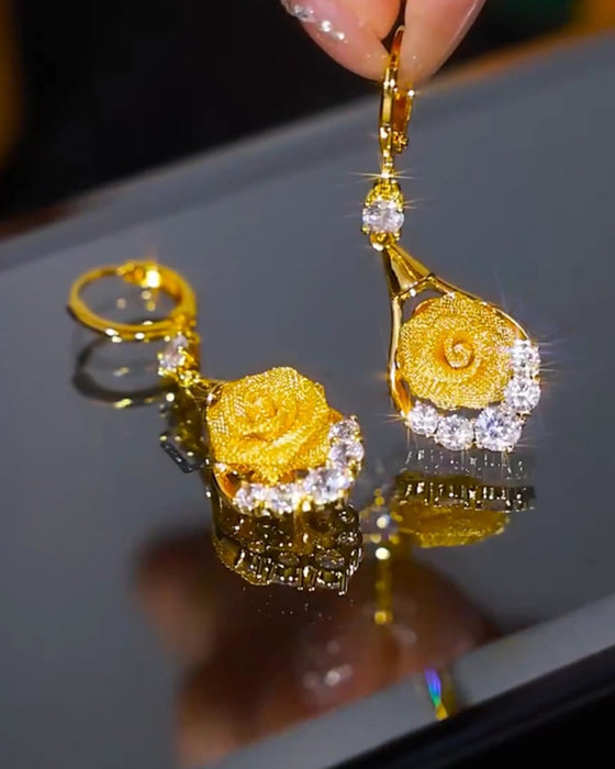 Elegante Mesh-Ørringer Med Rosemotiv