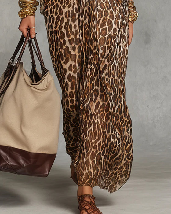 Kjole Tøff Leopard Flaggermus Erme