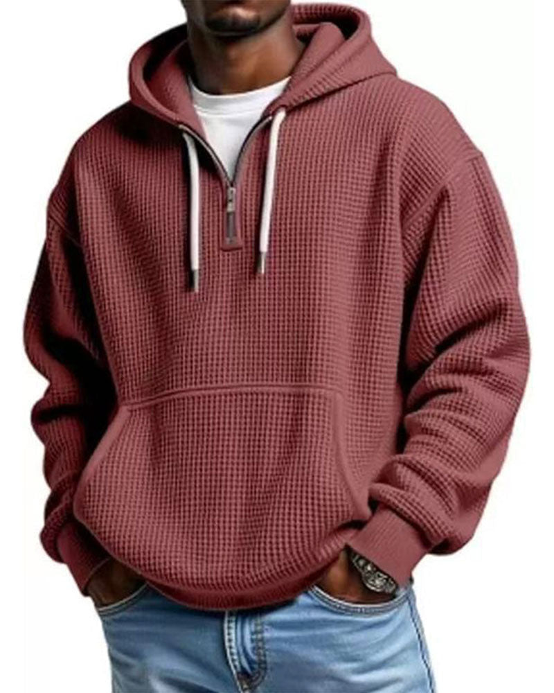Hoodie Herre Solid Glidelås Pullover