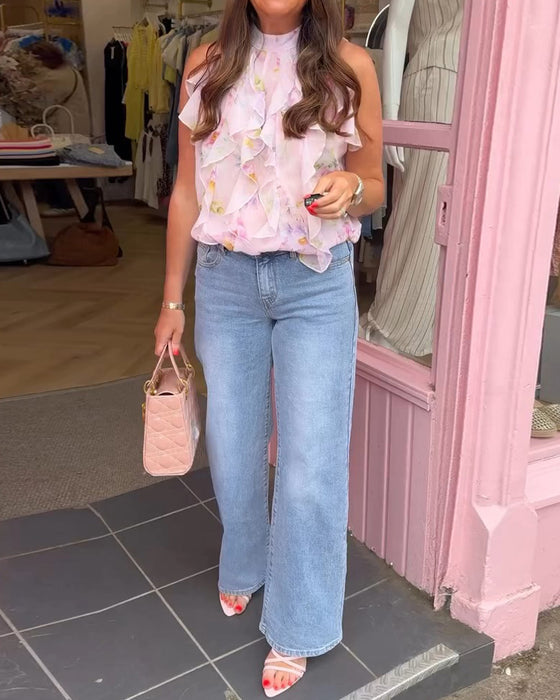 Bluse Elegant Rysj Ermeløs