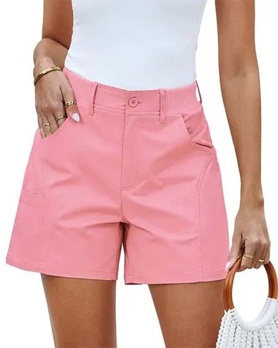 Shorts Med Lommeknapp Ensfarget