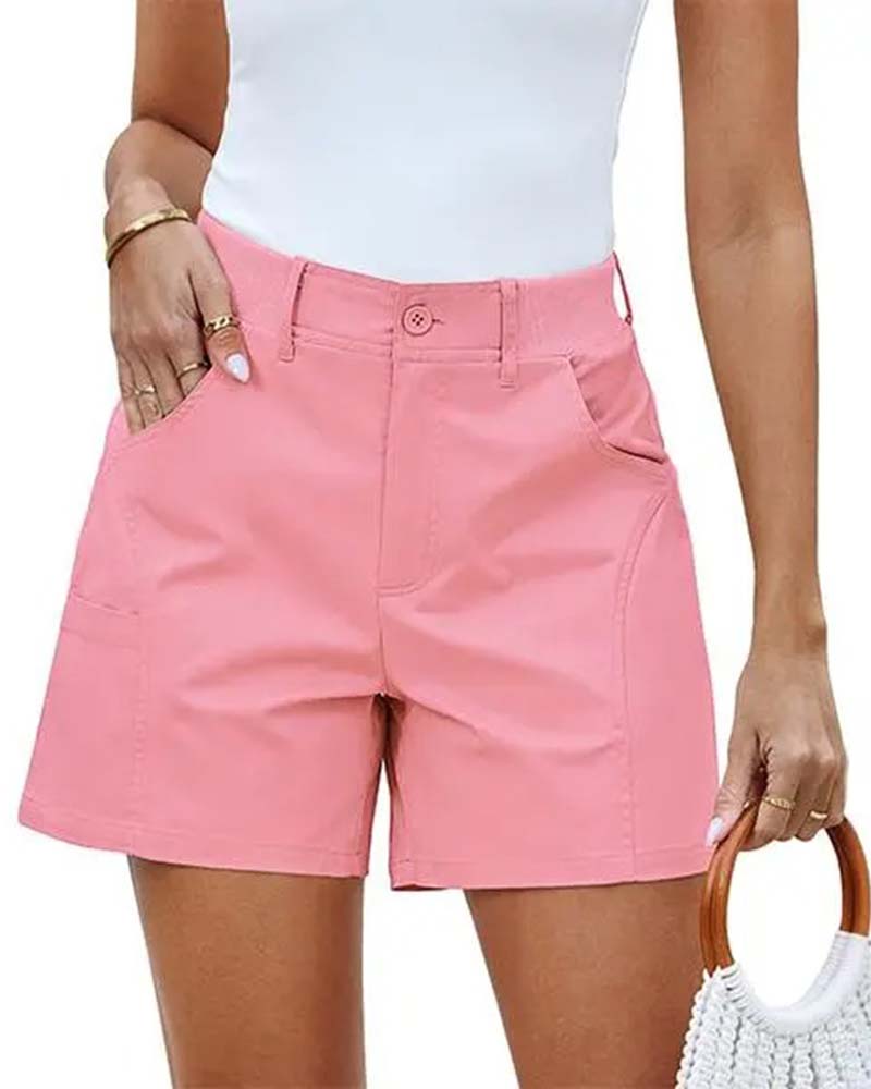 Shorts Med Lommeknapp Ensfarget
