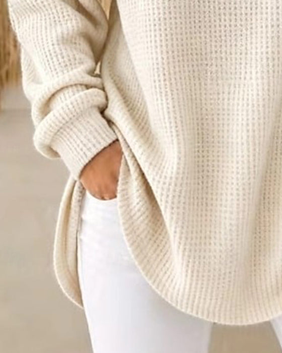 Knit Top Avslappet Skjerfekrage