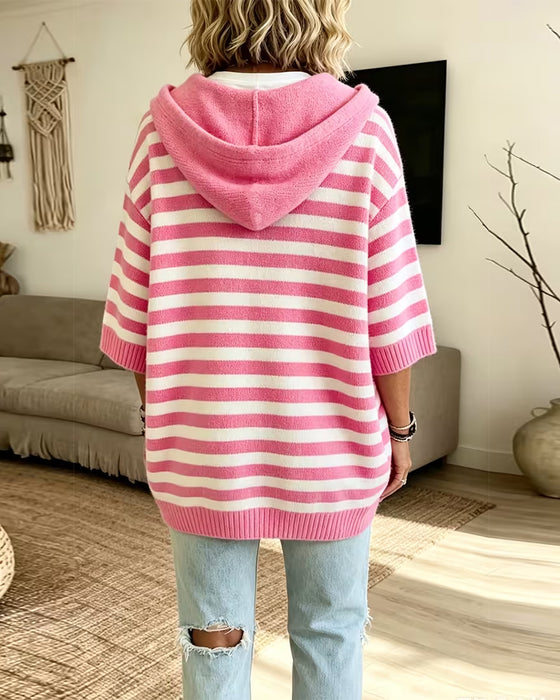 Sweater Stripe Hetta Løs Tre Kvart Erme