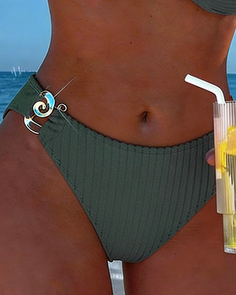 Bikini Vertikalt Mønster Metall Spenne Splitt