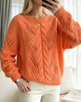 Pullover Rund Hals Drop Skulder Utskjæring Solid Strikket